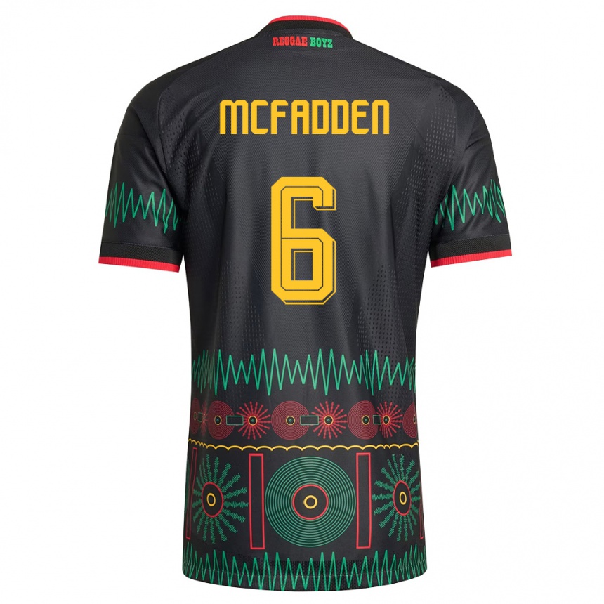 ילדים כדורגל ג'מייקה Logan Mcfadden #6 שחור אדום צהוב הרחק ג'רזי 26-28