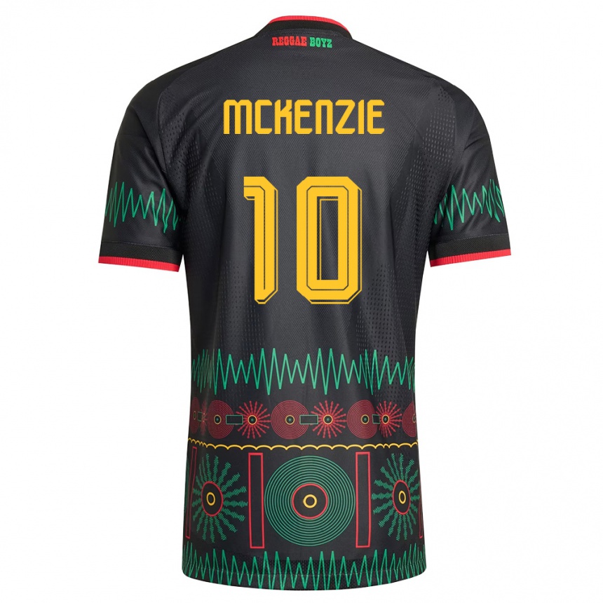 ילדים כדורגל ג'מייקה Denzel Mckenzie #10 שחור אדום צהוב הרחק ג'רזי 26-28