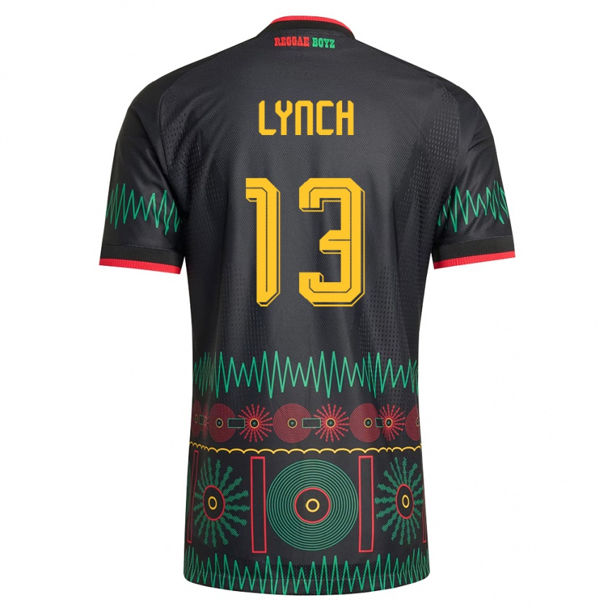 ילדים כדורגל ג'מייקה Taywane Lynch #13 שחור אדום צהוב הרחק ג'רזי 26-28