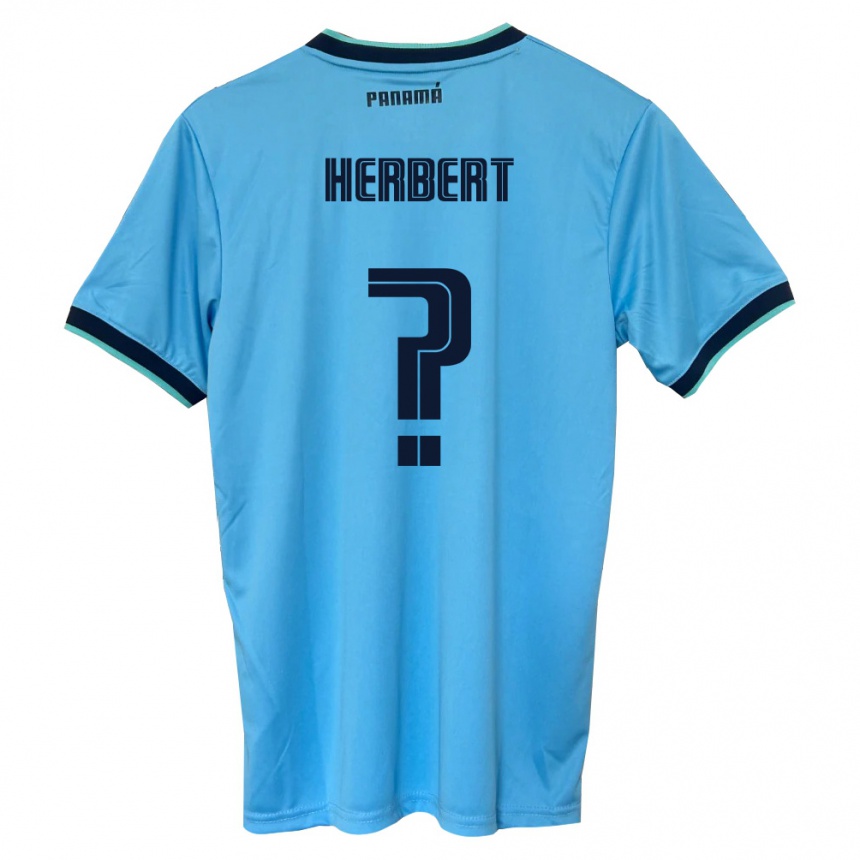 ילדים כדורגל פנמה Dilan Herbert #0 כחול שמיים שחור הרחק ג'רזי 26-28