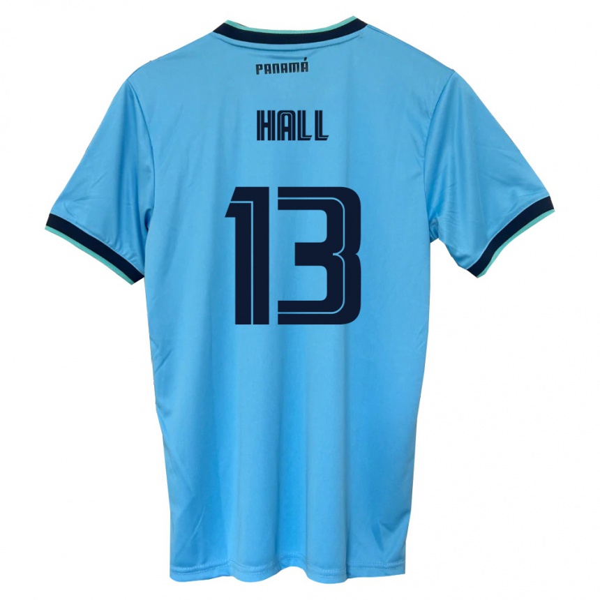ילדים כדורגל פנמה Gianna Hall #13 כחול שמיים שחור הרחק ג'רזי 26-28
