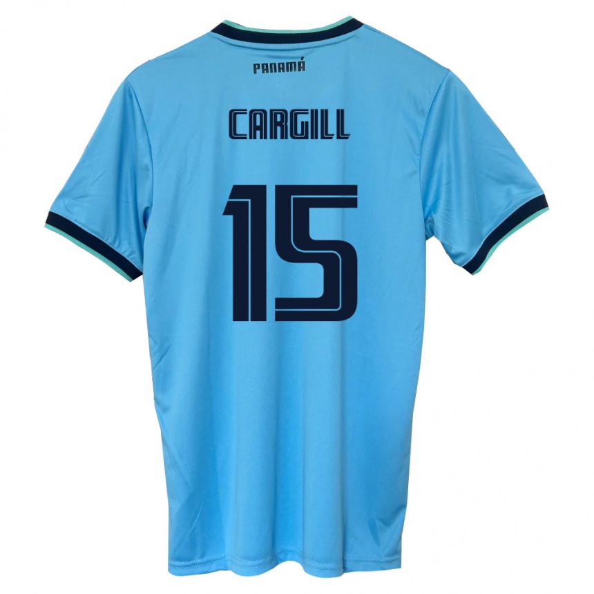 ילדים כדורגל פנמה Nicole Cargill #15 כחול שמיים שחור הרחק ג'רזי 26-28