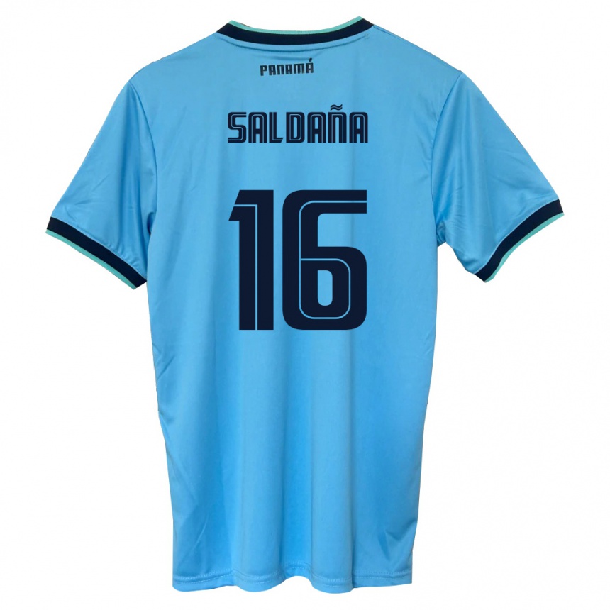 ילדים כדורגל פנמה Allan Saldaña #16 כחול שמיים שחור הרחק ג'רזי 26-28