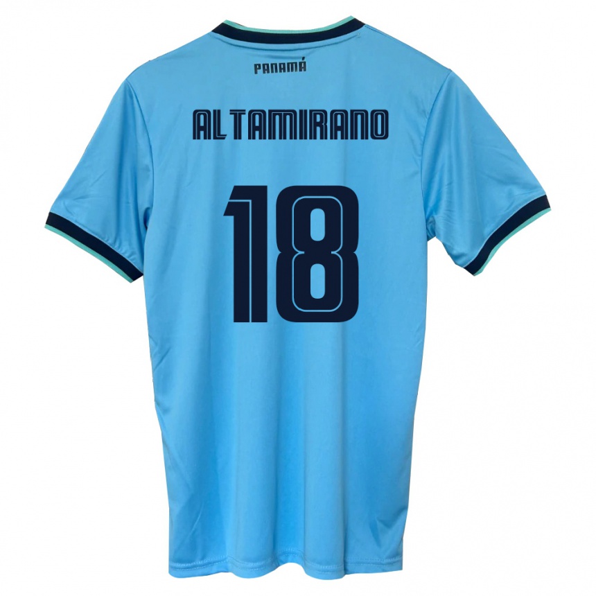 ילדים כדורגל פנמה Abraham Altamirano #18 כחול שמיים שחור הרחק ג'רזי 26-28