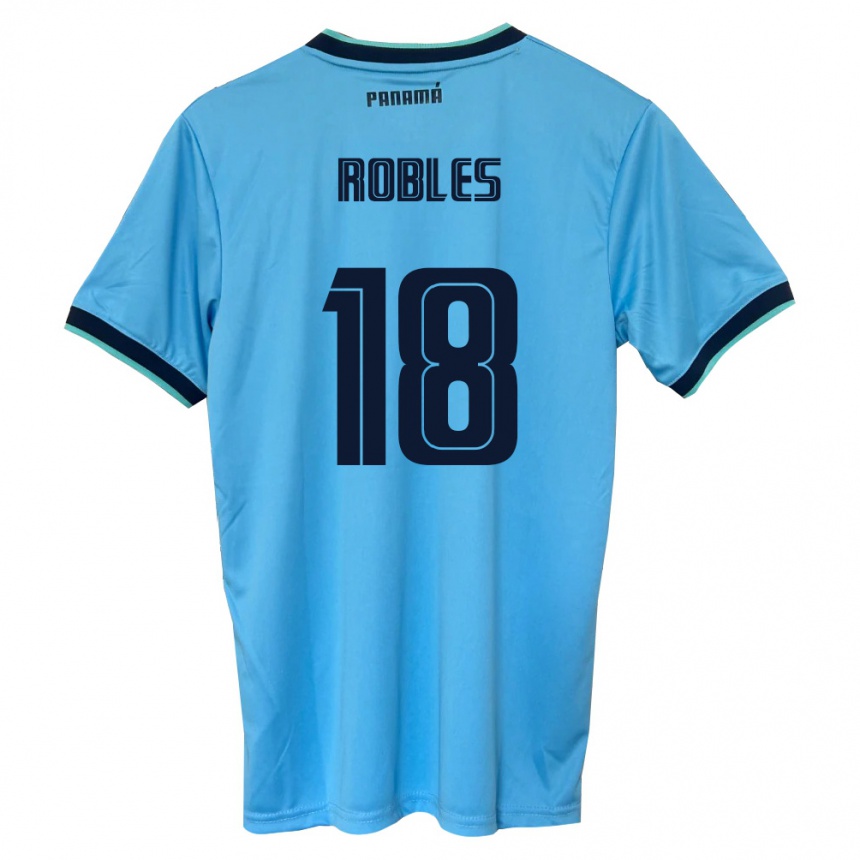 ילדים כדורגל פנמה Jordan Robles #18 כחול שמיים שחור הרחק ג'רזי 26-28
