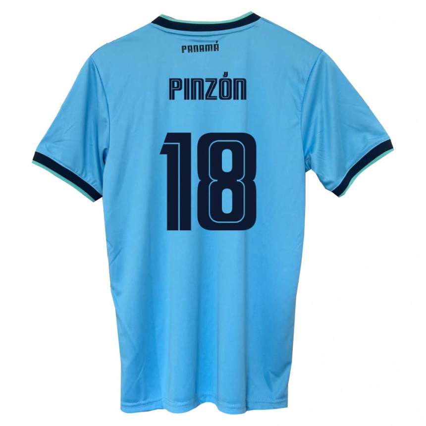 ילדים כדורגל פנמה Oliver Pinzón #18 כחול שמיים שחור הרחק ג'רזי 26-28