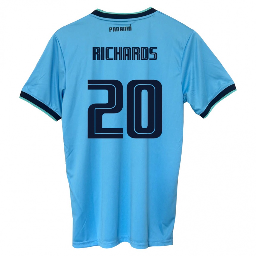 ילדים כדורגל פנמה Moisés Richards #20 כחול שמיים שחור הרחק ג'רזי 26-28