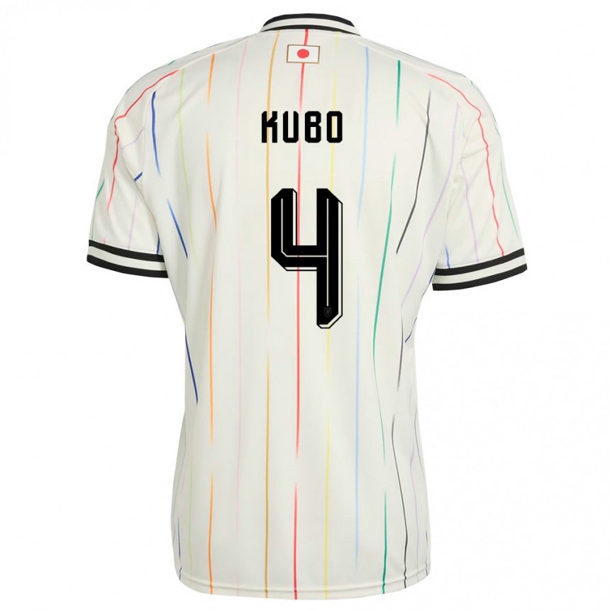 ילדים כדורגל יַפָּן Harumu Kubo #4 לבן שחור הרחק ג'רזי 26-28