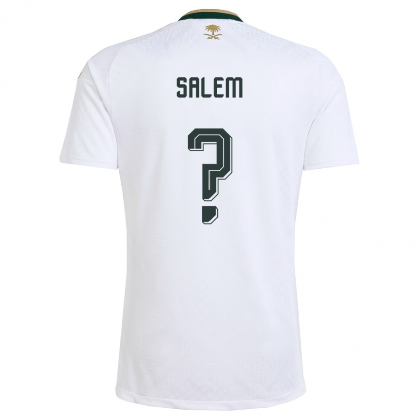 ילדים כדורגל ערב הסעודית Faris Salem #0 לבן ירוק זהב הרחק ג'רזי 26-28