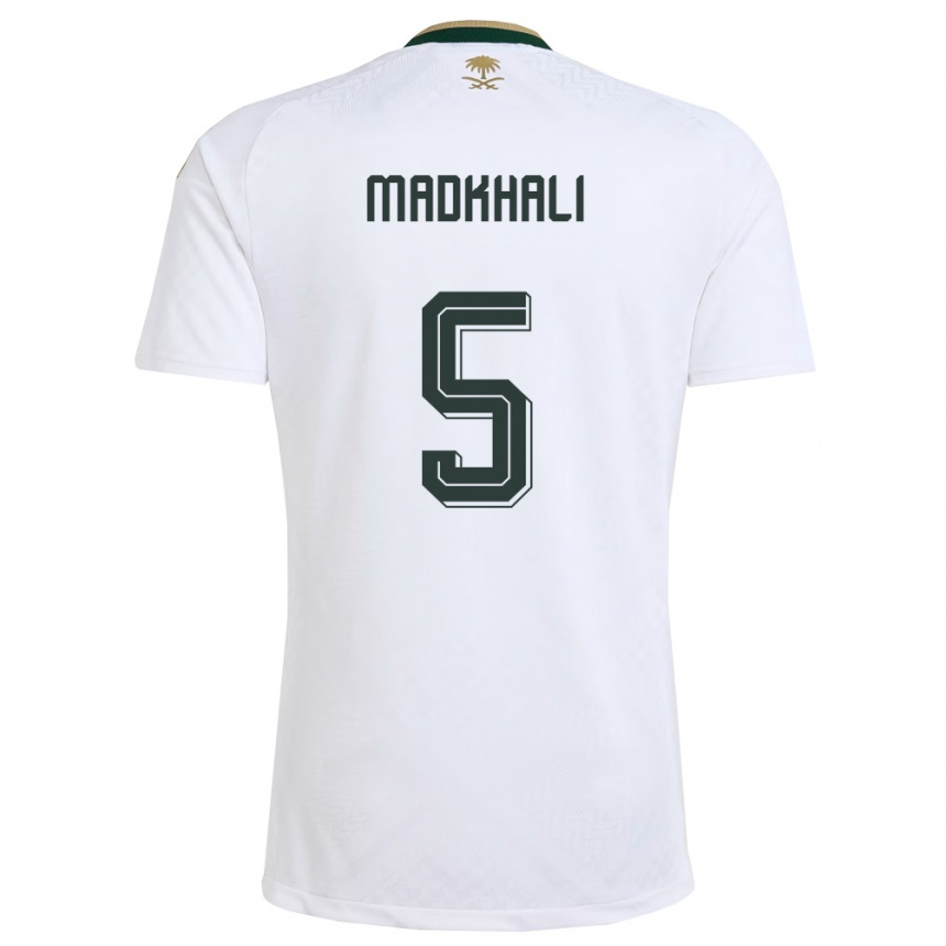 ילדים כדורגל ערב הסעודית Mohammed Madkhali #5 לבן ירוק זהב הרחק ג'רזי 26-28