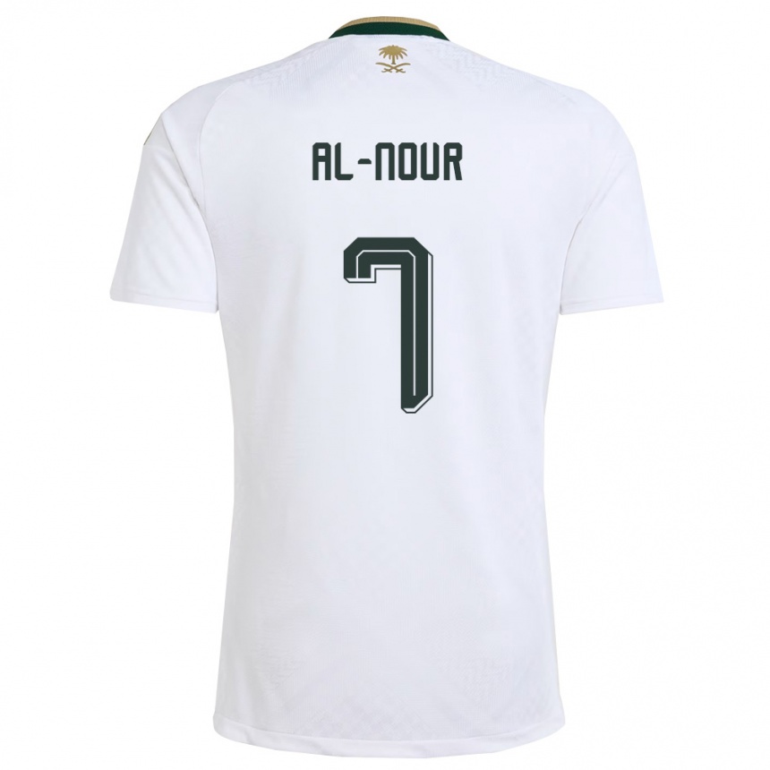 ילדים כדורגל ערב הסעודית Waleed Al-Nour #7 לבן ירוק זהב הרחק ג'רזי 26-28