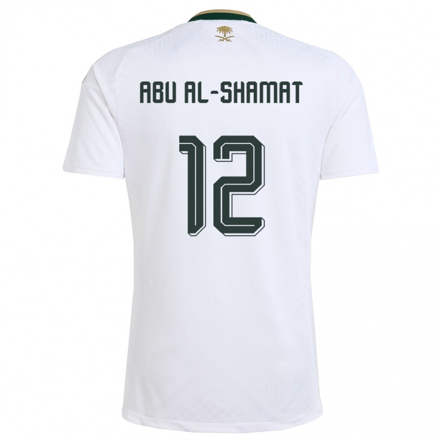 ילדים כדורגל ערב הסעודית Mohammed Abu Al-Shamat #12 לבן ירוק זהב הרחק ג'רזי 26-28