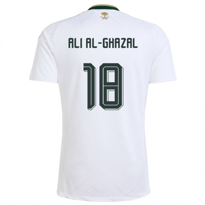 ילדים כדורגל ערב הסעודית Hassan Ali Al-Ghazal #18 לבן ירוק זהב הרחק ג'רזי 26-28