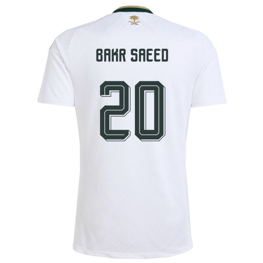 ילדים כדורגל ערב הסעודית Abu Bakr Saeed #20 לבן ירוק זהב הרחק ג'רזי 26-28