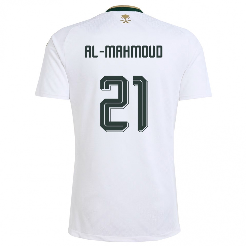ילדים כדורגל ערב הסעודית Mohammed Al-Mahmoud #21 לבן ירוק זהב הרחק ג'רזי 26-28