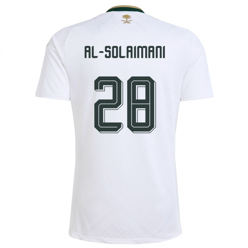 ילדים כדורגל ערב הסעודית Solaiman Al-Solaimani #28 לבן ירוק זהב הרחק ג'רזי 26-28