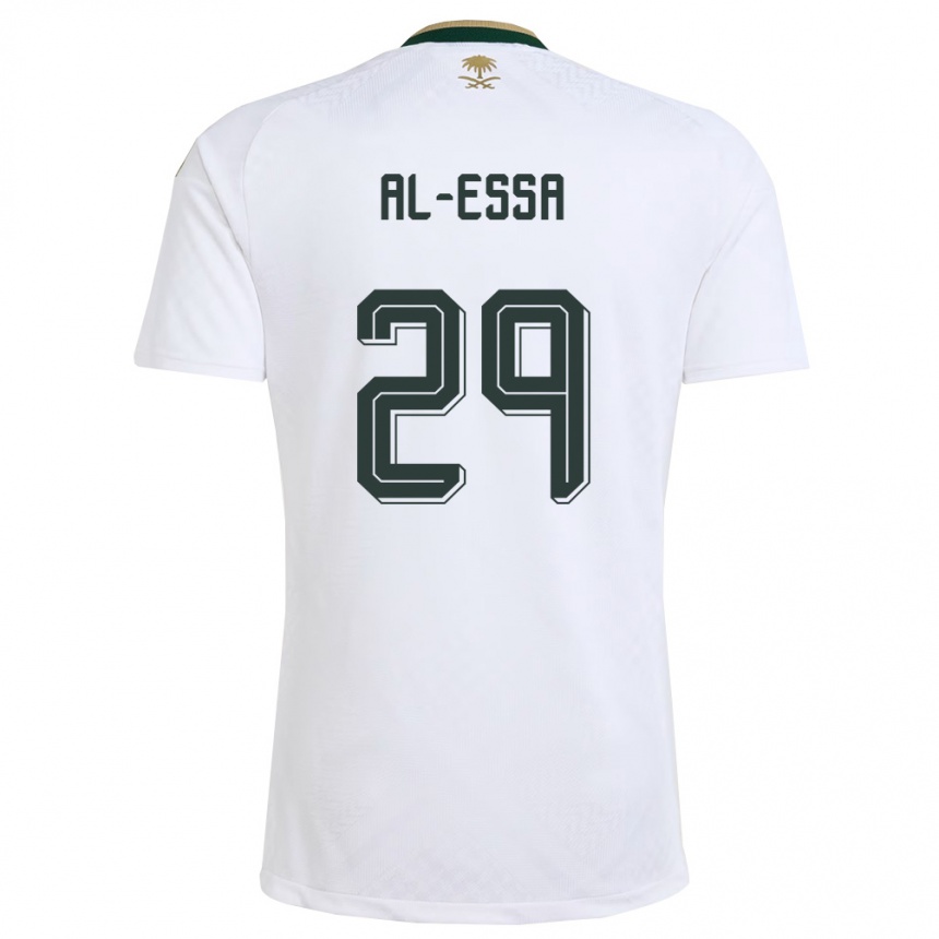 ילדים כדורגל ערב הסעודית Ali Al-Essa #29 לבן ירוק זהב הרחק ג'רזי 26-28