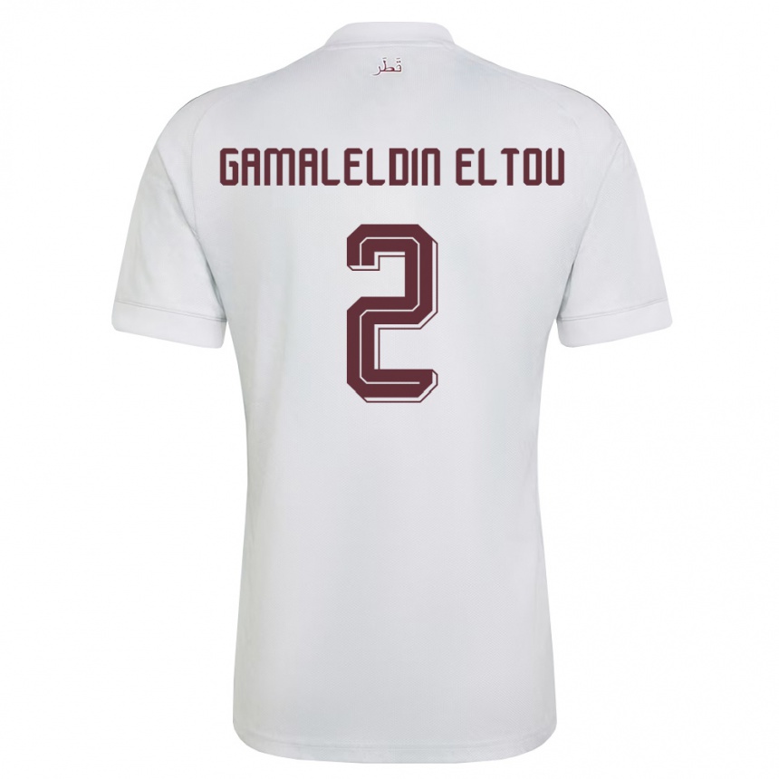 ילדים כדורגל קטאר Ghassan Gamaleldin Eltou #2 לבן בורדו הרחק ג'רזי 26-28