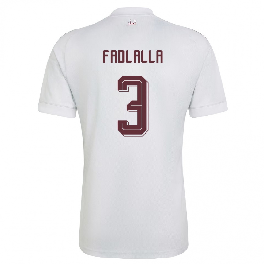ילדים כדורגל קטאר Saifeldeen Fadlalla #3 לבן בורדו הרחק ג'רזי 26-28
