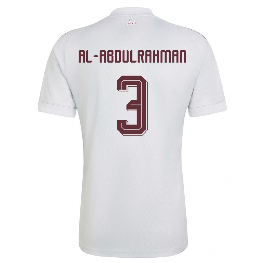 ילדים כדורגל קטאר Sultan Majed Al-Abdulrahman #3 לבן בורדו הרחק ג'רזי 26-28
