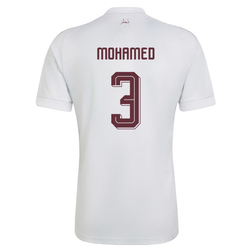 ילדים כדורגל קטאר Motaman Mohamed #3 לבן בורדו הרחק ג'רזי 26-28