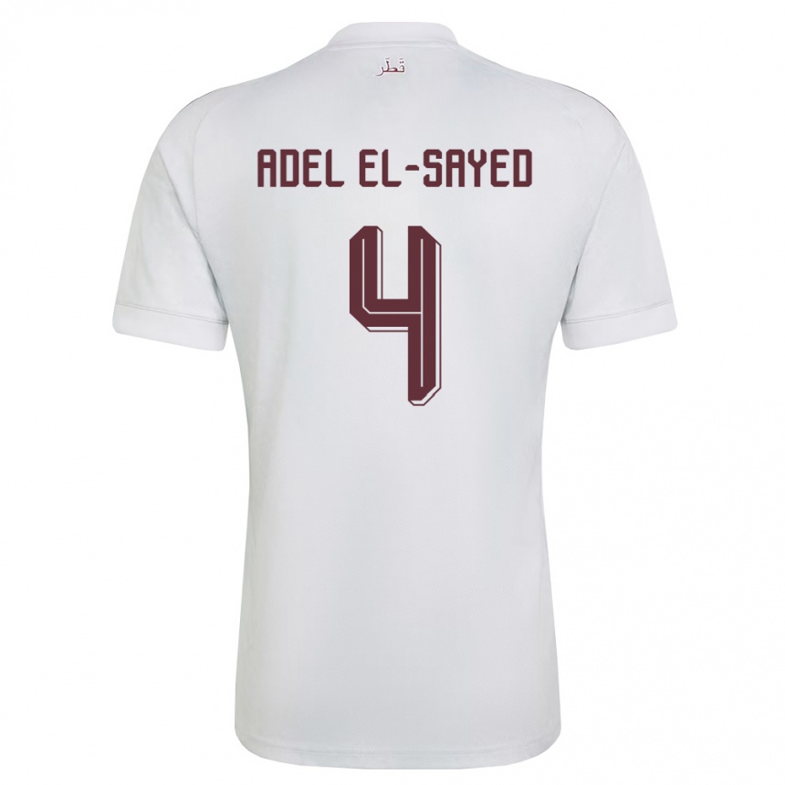 ילדים כדורגל קטאר Ahmed Adel El-Sayed #4 לבן בורדו הרחק ג'רזי 26-28