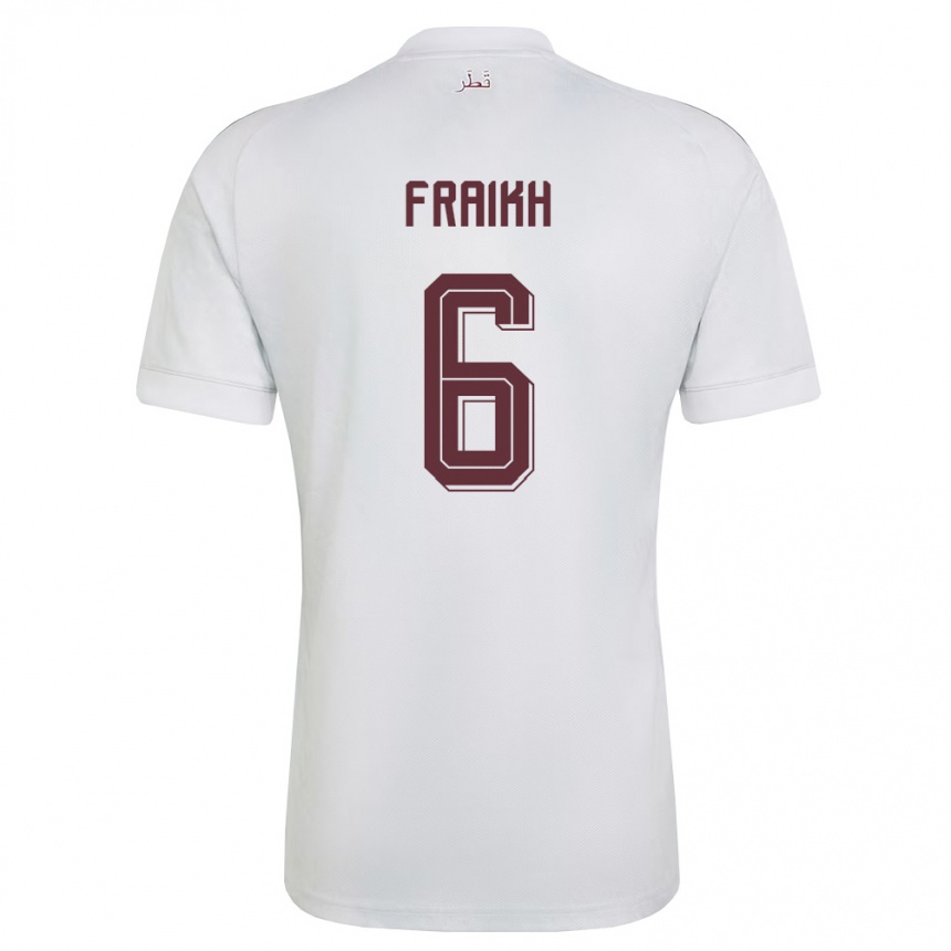 ילדים כדורגל קטאר Adam Fraikh #6 לבן בורדו הרחק ג'רזי 26-28