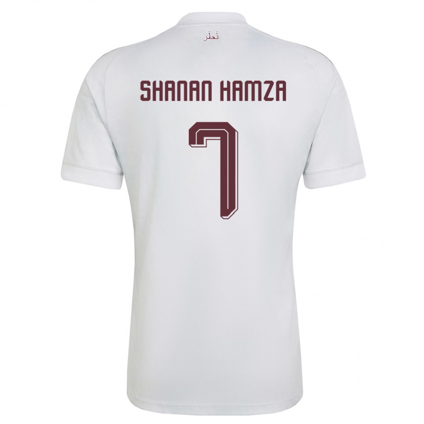 ילדים כדורגל קטאר Mubarak Shanan Hamza #7 לבן בורדו הרחק ג'רזי 26-28