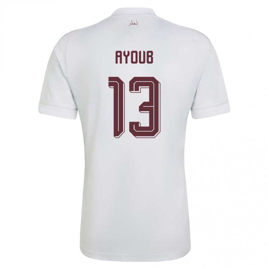 ילדים כדורגל קטאר Ayoub Al-Oui #13 לבן בורדו הרחק ג'רזי 26-28