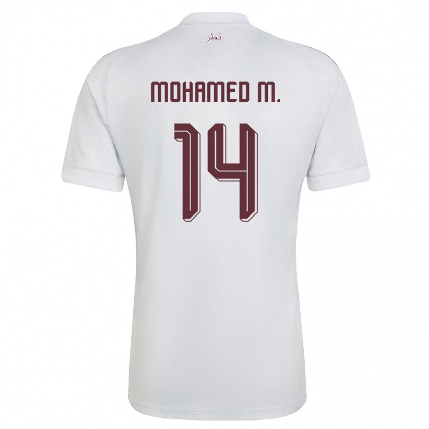 ילדים כדורגל קטאר Abdalla Mohamed M. #14 לבן בורדו הרחק ג'רזי 26-28