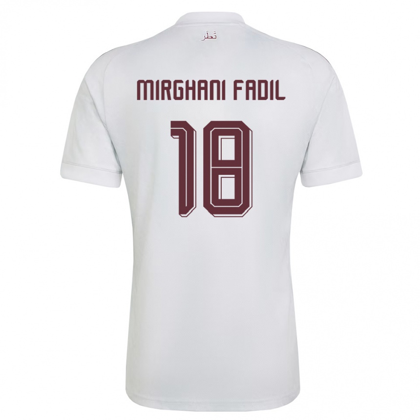 ילדים כדורגל קטאר Awab Mirghani Fadil #18 לבן בורדו הרחק ג'רזי 26-28
