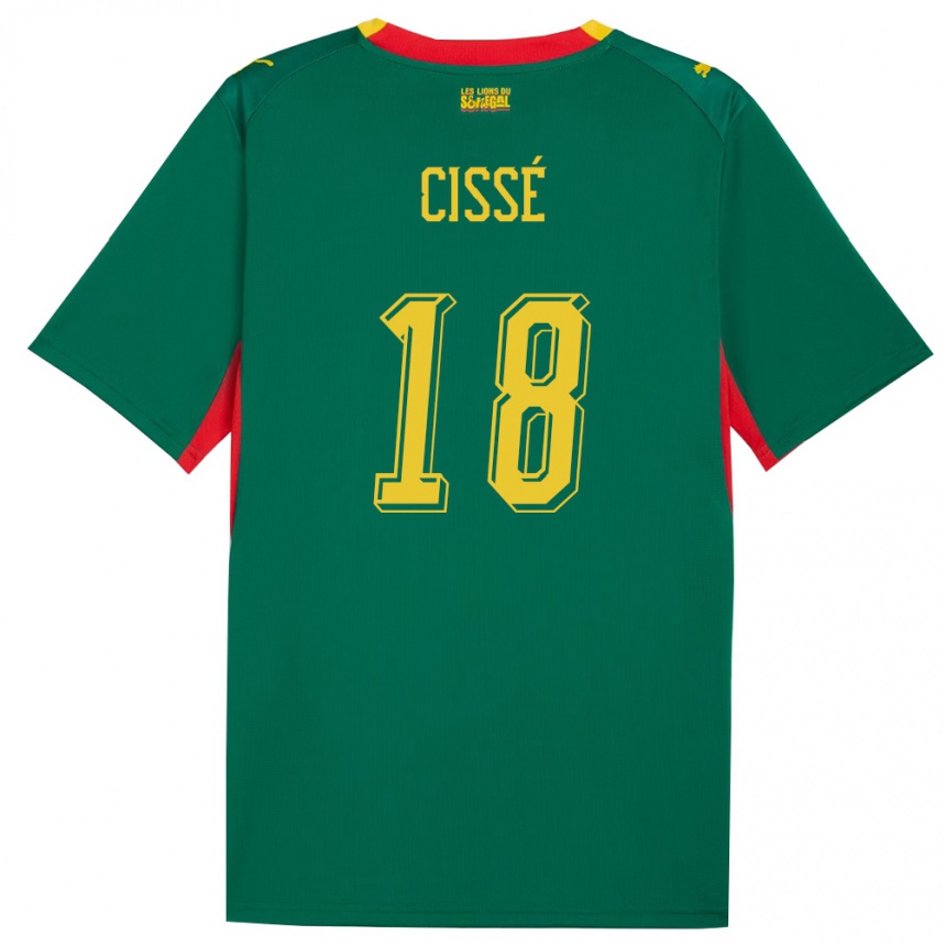 ילדים כדורגל סנגל Moussa Cissé #18 ירוק צהוב אדום הרחק ג'רזי 26-28
