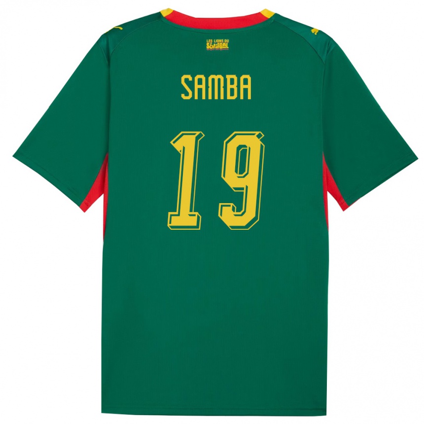 ילדים כדורגל סנגל Moussa Samba #19 ירוק צהוב אדום הרחק ג'רזי 26-28