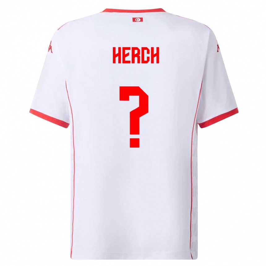 ילדים כדורגל תוניסיה Youssef Herch #0 לבן אדום הרחק ג'רזי 26-28