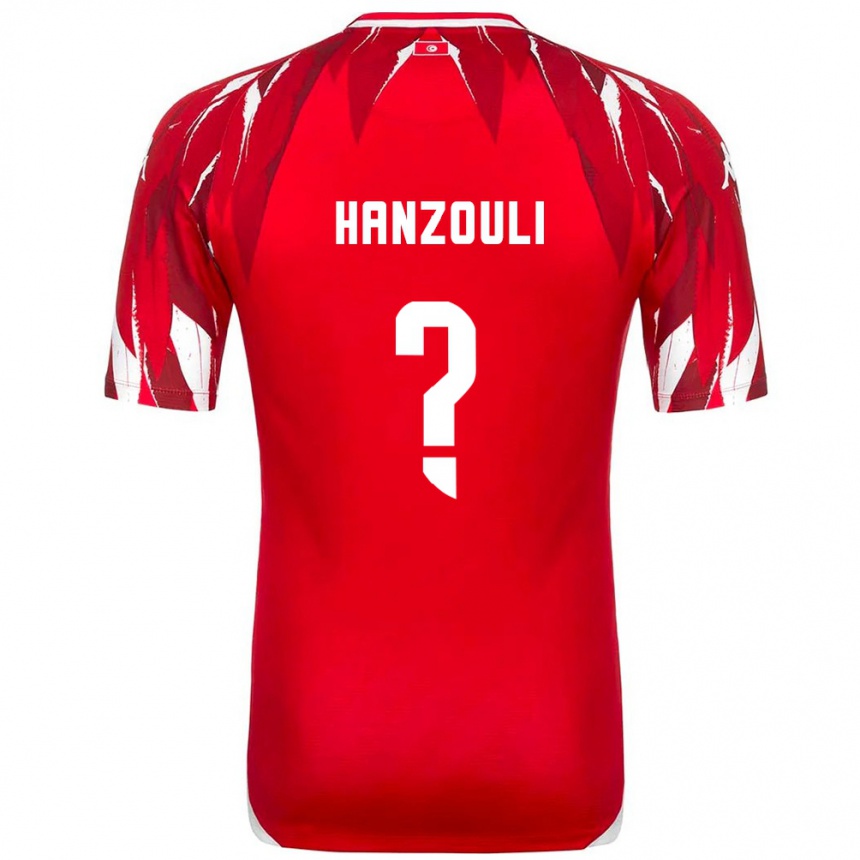 ילדים כדורגל תוניסיה Oussema Hanzouli #0 אדום לבן הרחק ג'רזי 26-28
