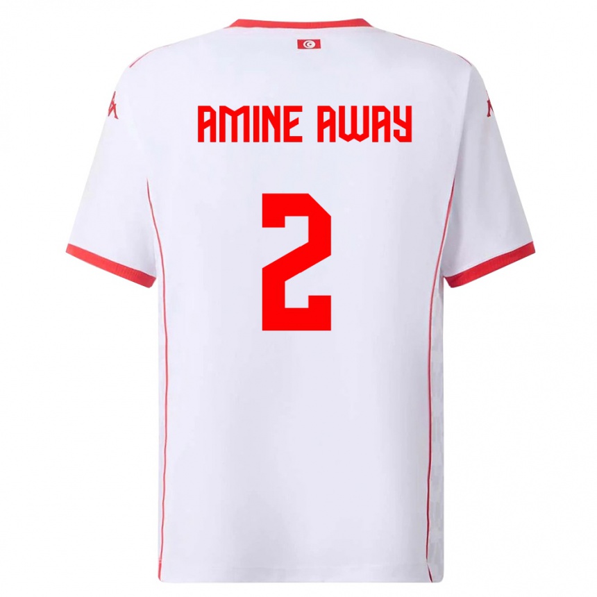 ילדים כדורגל תוניסיה Mohamed Amine Away #2 לבן אדום הרחק ג'רזי 26-28