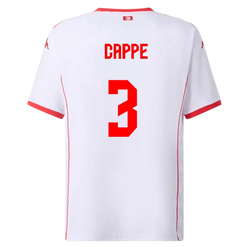 ילדים כדורגל תוניסיה Djibril Cappe #3 לבן אדום הרחק ג'רזי 26-28