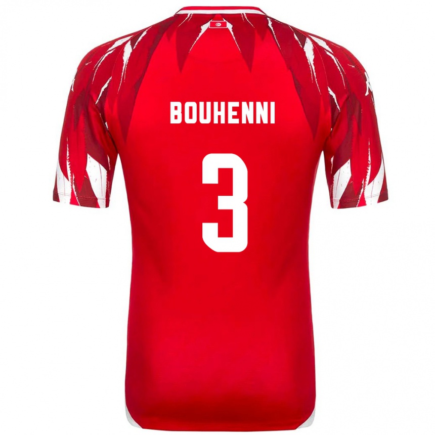 ילדים כדורגל תוניסיה Rayen Bouhenni #3 אדום לבן הרחק ג'רזי 26-28