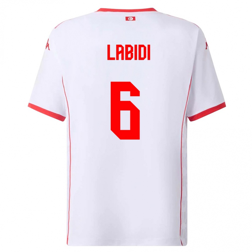 ילדים כדורגל תוניסיה Hamza Labidi #6 לבן אדום הרחק ג'רזי 26-28