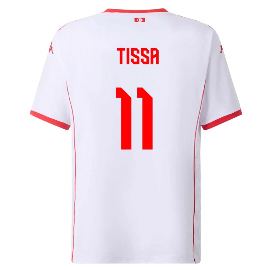 ילדים כדורגל תוניסיה Wassim Tissa #11 לבן אדום הרחק ג'רזי 26-28