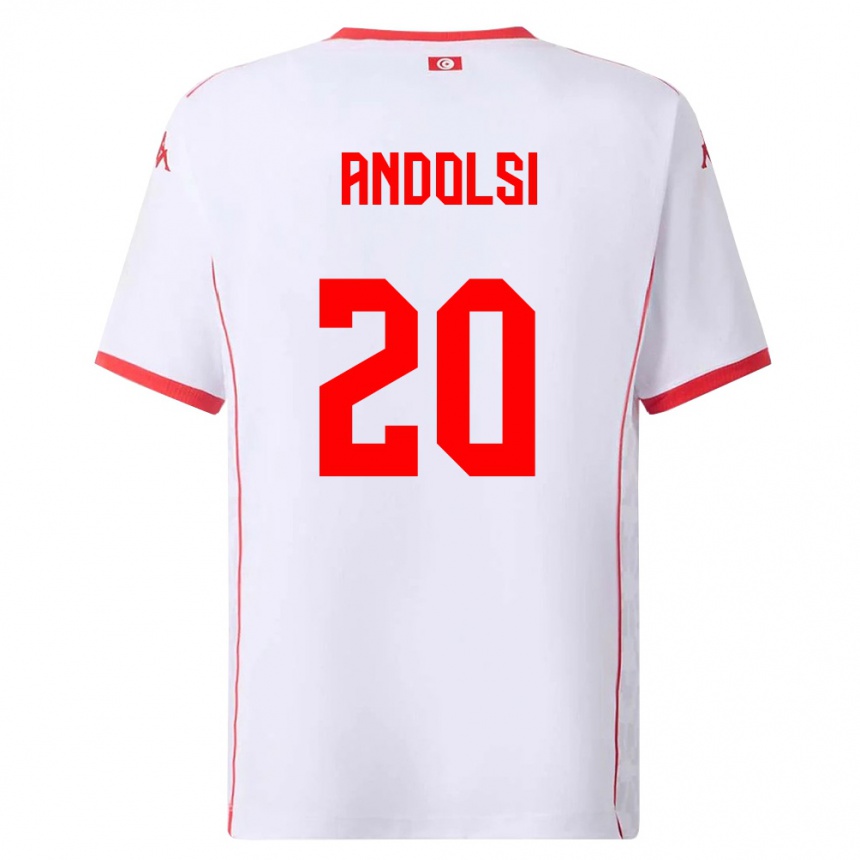 ילדים כדורגל תוניסיה Youssef Andolsi #20 לבן אדום הרחק ג'רזי 26-28
