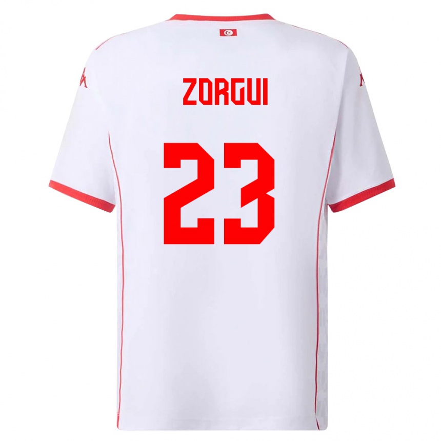 ילדים כדורגל תוניסיה Sofyane Zorgui #23 לבן אדום הרחק ג'רזי 26-28
