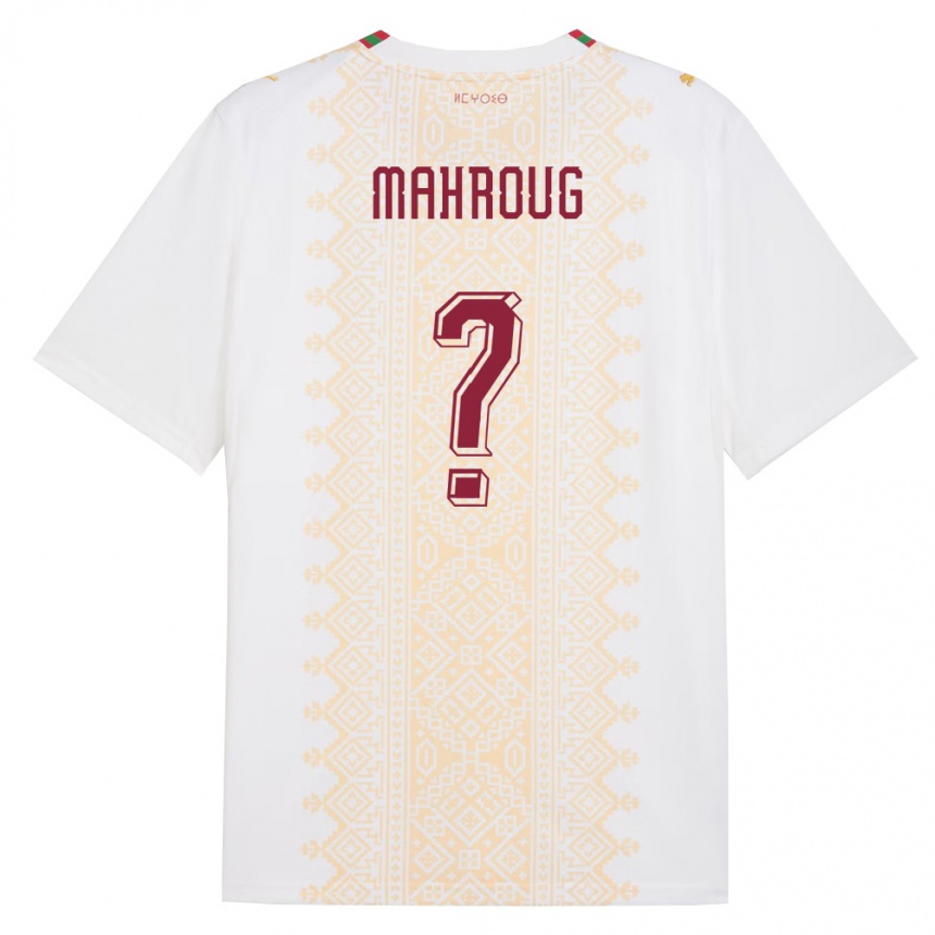 ילדים כדורגל מָרוֹקוֹ Amine Mahroug #0 לבן זהב אדום הרחק ג'רזי 26-28