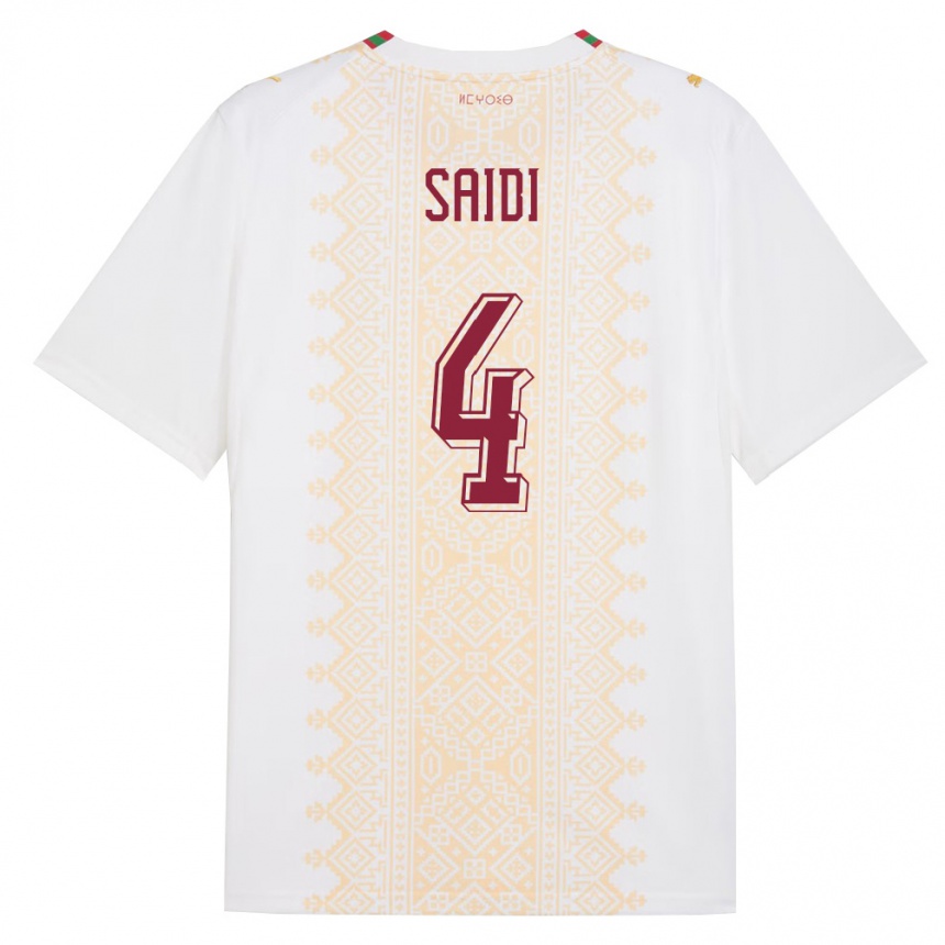 ילדים כדורגל מָרוֹקוֹ Obaid Saidi #4 לבן זהב אדום הרחק ג'רזי 26-28