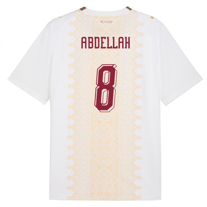 ילדים כדורגל מָרוֹקוֹ Abdellah Ouazane #8 לבן זהב אדום הרחק ג'רזי 26-28
