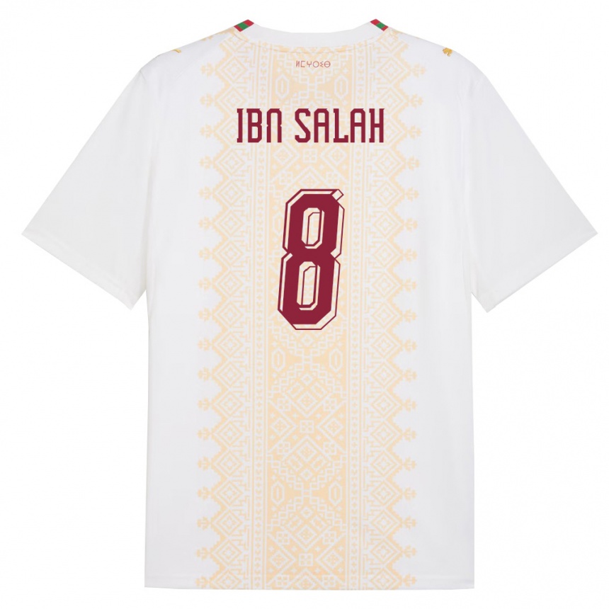 ילדים כדורגל מָרוֹקוֹ Oualid Ibn Salah #8 לבן זהב אדום הרחק ג'רזי 26-28