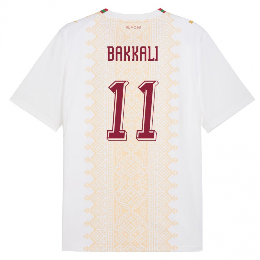 ילדים כדורגל מָרוֹקוֹ Mohamade Bakkali #11 לבן זהב אדום הרחק ג'רזי 26-28