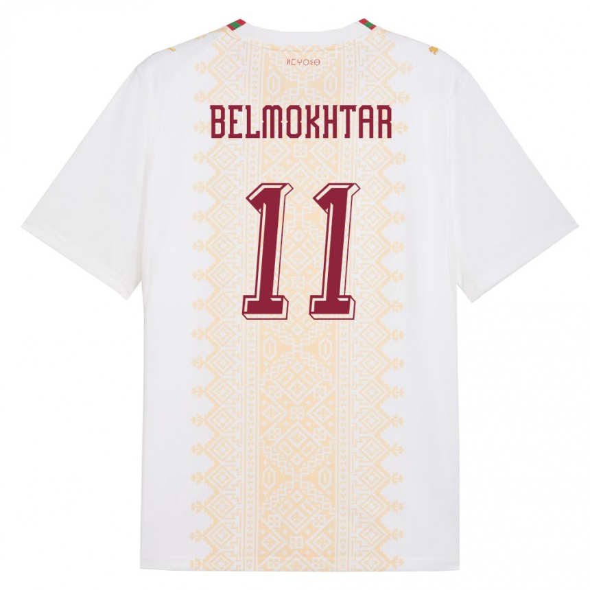 ילדים כדורגל מָרוֹקוֹ Ilies Belmokhtar #11 לבן זהב אדום הרחק ג'רזי 26-28