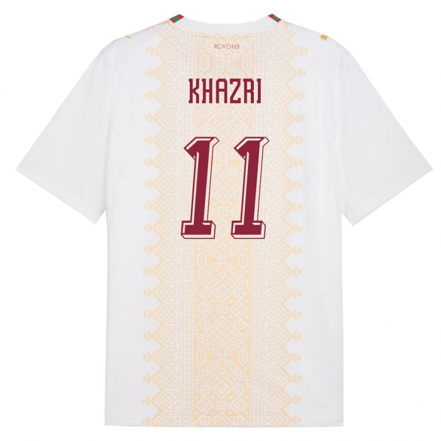 ילדים כדורגל מָרוֹקוֹ Anas Khazri #11 לבן זהב אדום הרחק ג'רזי 26-28