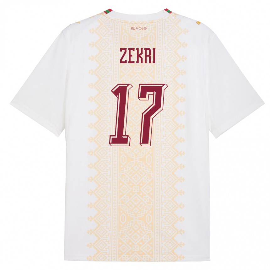 ילדים כדורגל מָרוֹקוֹ Moncef Zekri #17 לבן זהב אדום הרחק ג'רזי 26-28